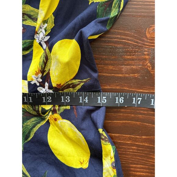 Hanpce’irs Fit and Flare Tradwife Style Dress L Navy w/ Lemons Spring Summer Fun - Picture 12 of 14
